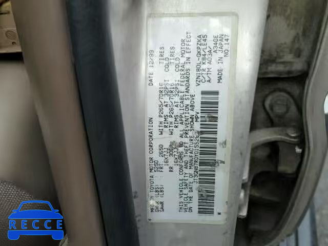 2000 TOYOTA 4RUNNER LI JT3GN87R0Y0155263 Bild 9