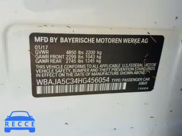 2017 BMW 530 WBAJA5C34HG456054 зображення 9