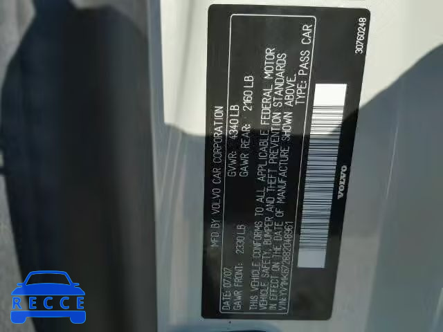 2008 VOLVO C30 YV1MK672882048961 image 9
