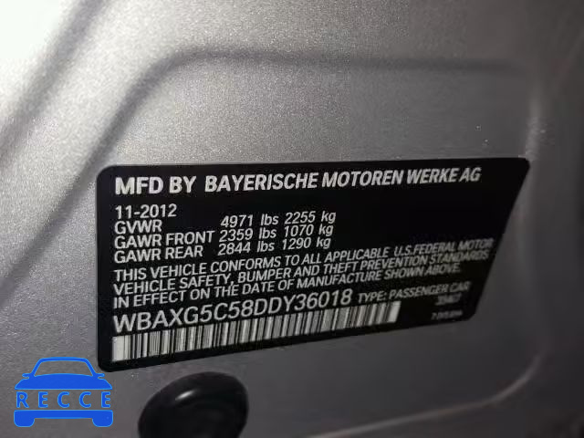 2013 BMW 528 WBAXG5C58DDY36018 зображення 9
