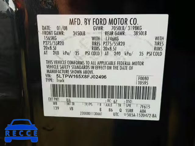 2008 LINCOLN MARK LT 5LTPW165X8FJ02496 image 9