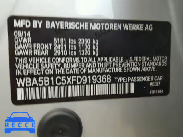 2015 BMW 535 WBA5B1C5XFD919368 image 9