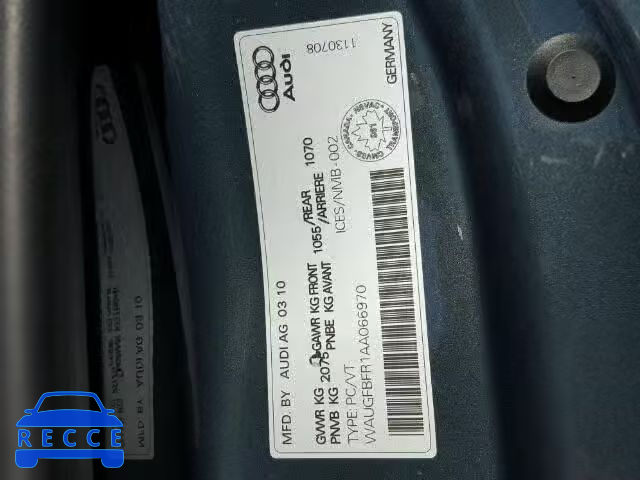 2010 AUDI A5 WAUGFBFR1AA066970 Bild 9