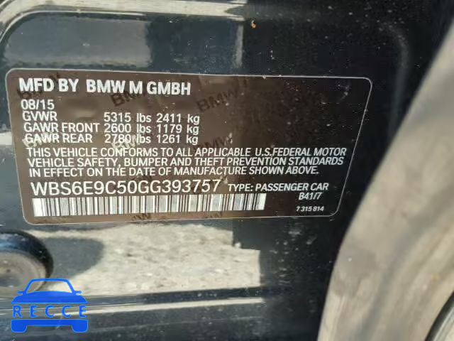 2016 BMW M6 WBS6E9C50GG393757 зображення 9