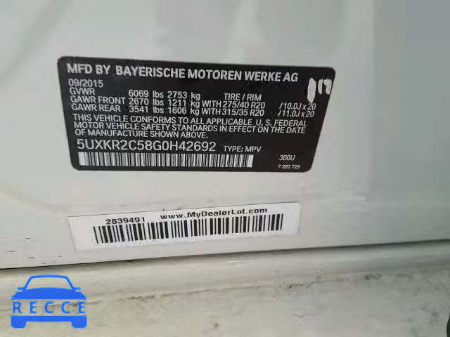 2016 BMW X5 5UXKR2C58G0H42692 image 9