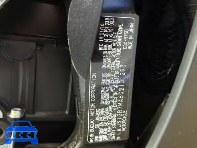 2016 SUZUKI GSX-R750 JS1GR7MA6G2101293 image 9