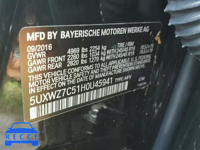 2017 BMW X3 5UXWZ7C51H0U45941 image 9