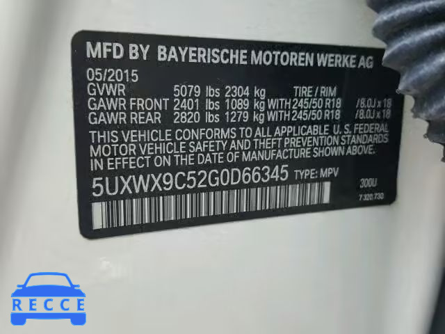 2016 BMW X3 5UXWX9C52G0D66345 image 9