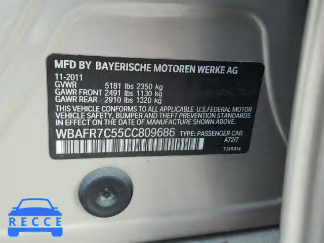 2012 BMW 535 WBAFR7C55CC809686 image 9