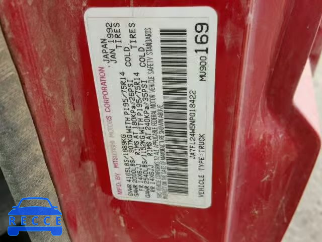 1992 MITSUBISHI MIGHTY MAX JA7FL24W5NP018422 image 9