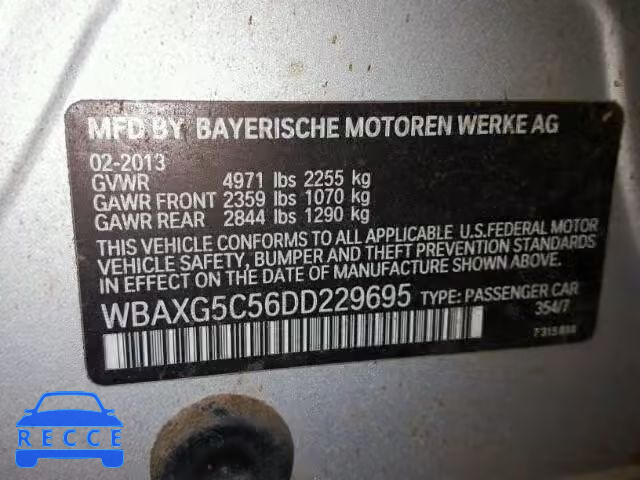 2013 BMW 528 WBAXG5C56DD229695 зображення 9