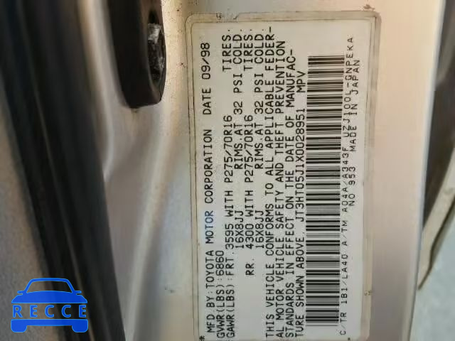 1999 TOYOTA LAND CRUIS JT3HT05J1X0028951 image 9