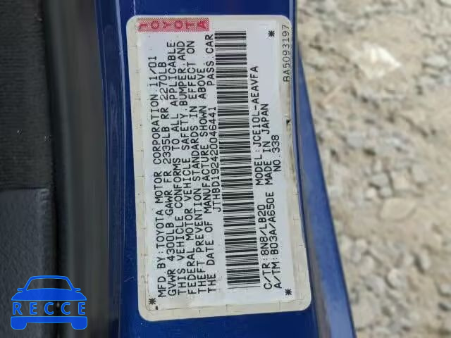 2002 LEXUS IS JTHBD192420046441 image 9