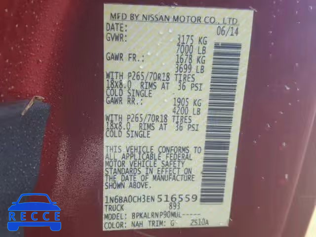 2014 NISSAN TITAN 1N6BA0CH3EN516559 зображення 9