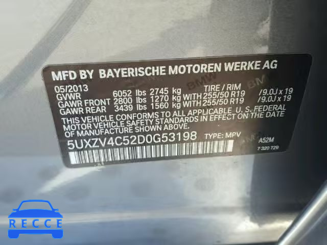 2013 BMW X5 5UXZV4C52D0G53198 image 9