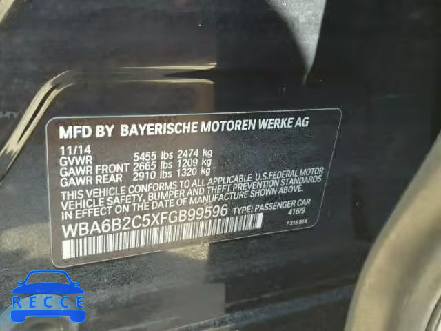 2015 BMW 650 WBA6B2C5XFGB99596 image 9