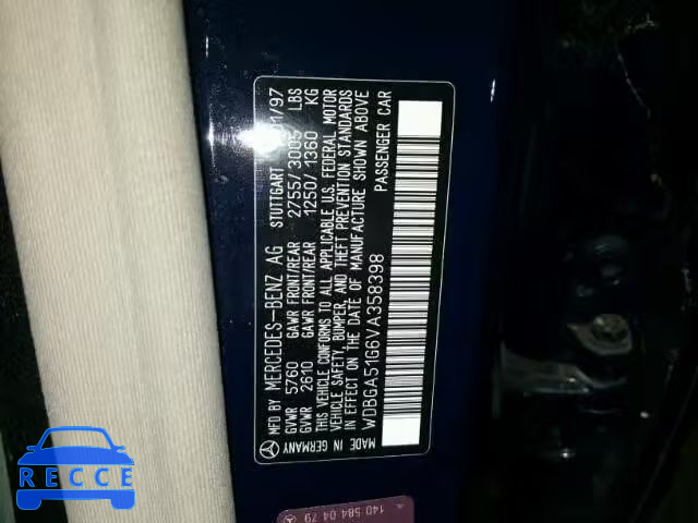 1997 MERCEDES-BENZ S WDBGA51G6VA358398 image 9