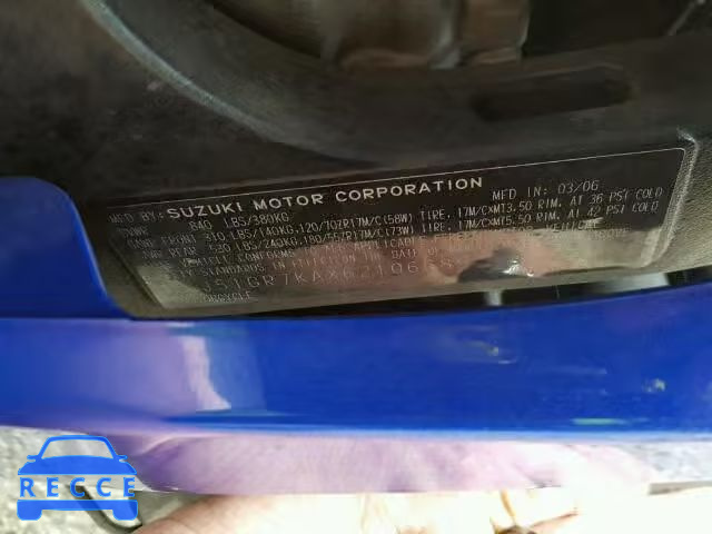 2006 SUZUKI GSX-R750 JS1GR7KAX62106689 image 9
