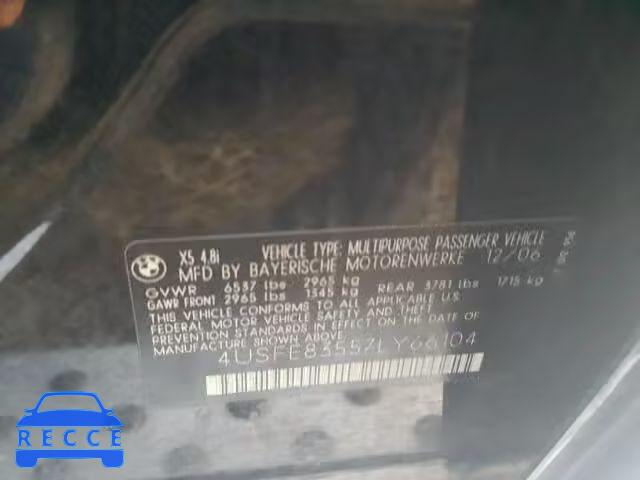 2007 BMW X5 4USFE83557LY66104 зображення 9