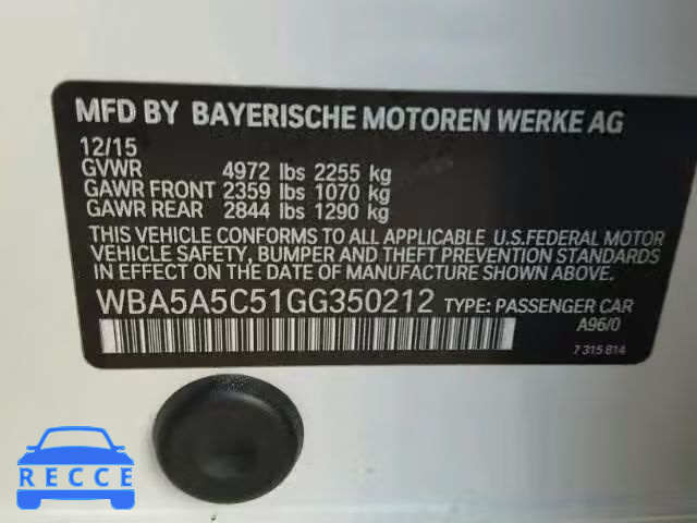 2016 BMW 528 WBA5A5C51GG350212 Bild 9