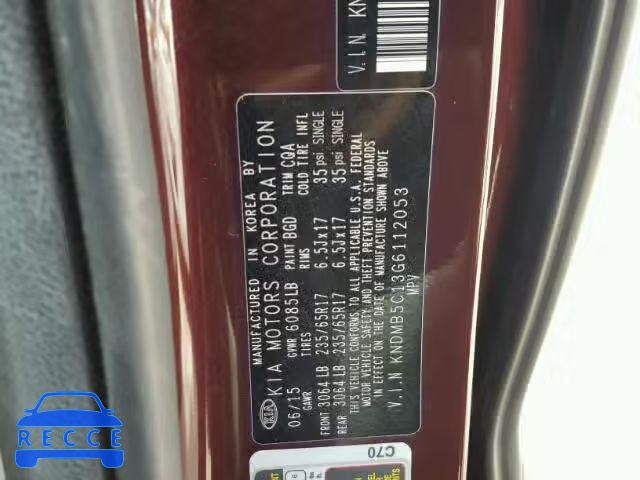 2016 KIA SEDONA KNDMB5C13G6112053 image 9