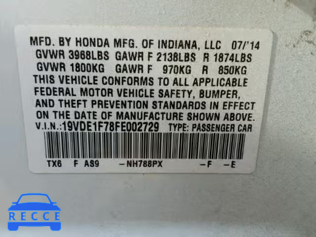 2015 ACURA ILX 19VDE1F78FE002729 image 9