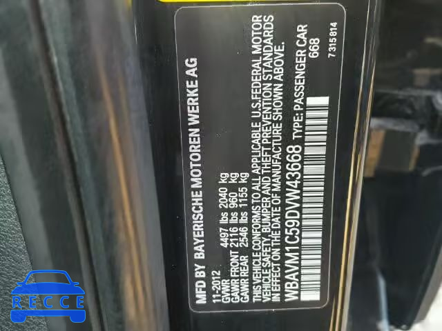 2013 BMW X1 WBAVM1C59DVW43668 зображення 9