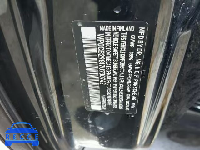 2007 PORSCHE BOXSTER WP0CB29817U730742 image 9