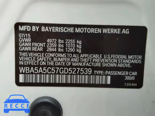 2016 BMW 528 WBA5A5C57GD527539 зображення 9