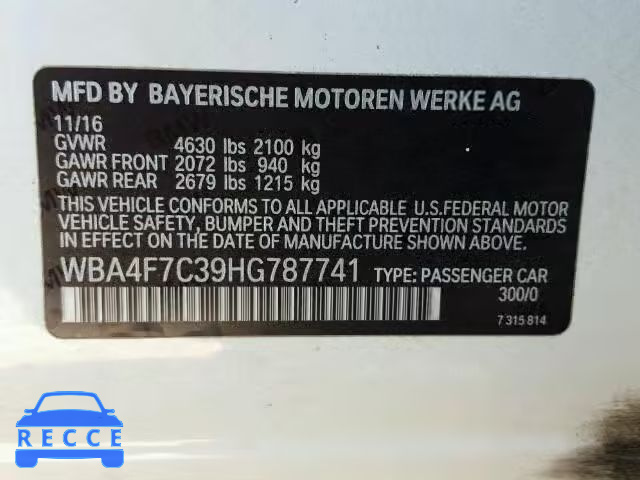 2017 BMW 430I WBA4F7C39HG787741 зображення 9