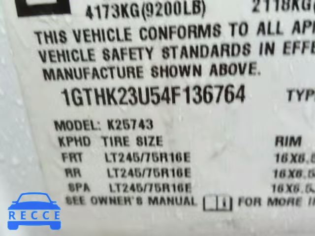 2004 GMC SIERRA 1GTHK23U54F136764 image 9