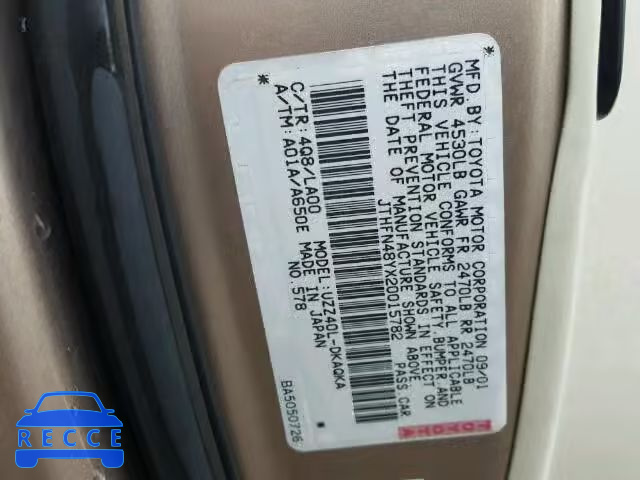 2002 LEXUS SC JTHFN48YX20015782 image 9