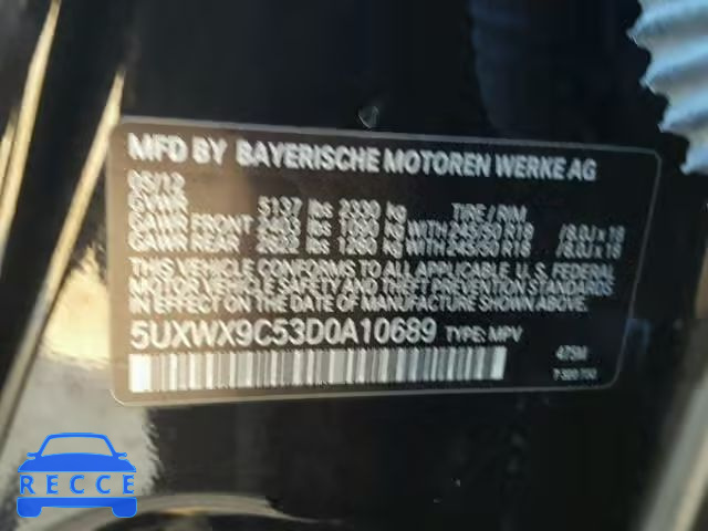 2013 BMW X3 5UXWX9C53D0A10689 Bild 9