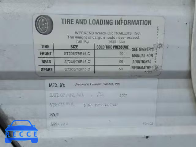 2007 WEEK WARRIOR 5HRFF19258C022705 image 9