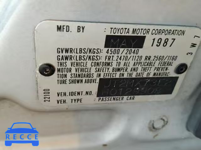 1987 TOYOTA CRESSIDA JT2MX73E2H0129908 image 9