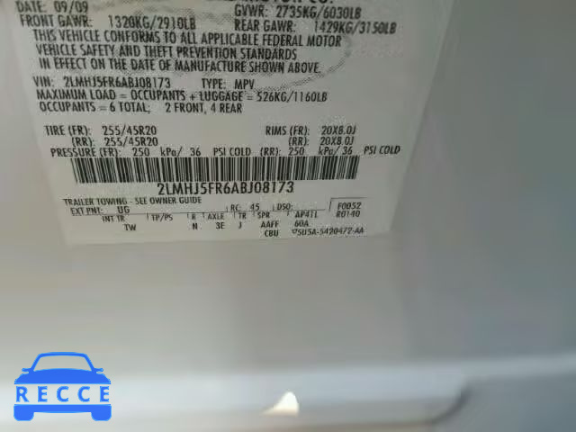 2010 LINCOLN MKT 2LMHJ5FR6ABJ08173 image 9