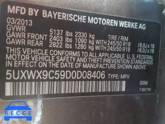 2013 BMW X3 5UXWX9C59D0D08406 Bild 9