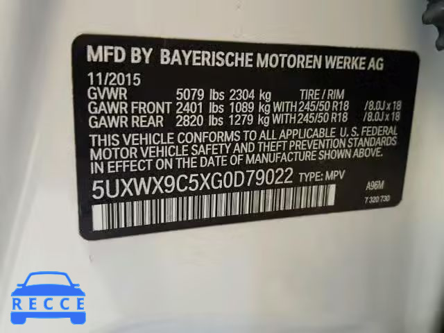 2016 BMW X3 5UXWX9C5XG0D79022 Bild 9