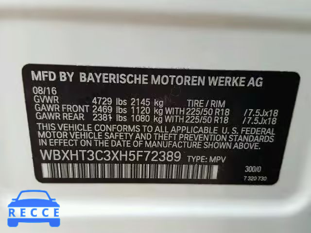 2017 BMW X1 WBXHT3C3XH5F72389 Bild 9