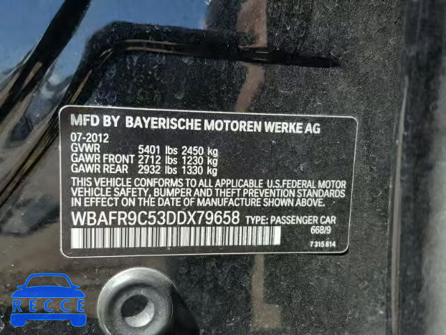 2013 BMW 550 WBAFR9C53DDX79658 зображення 9
