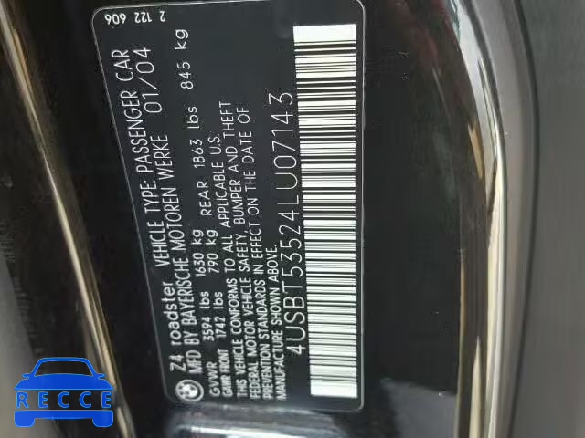 2004 BMW Z4 4USBT53524LU07143 зображення 9