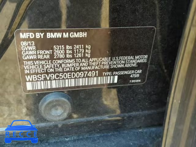 2014 BMW M5 WBSFV9C50ED097491 зображення 9