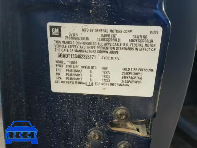 2006 BUICK RAINIER 5GADT13S462323171 image 9