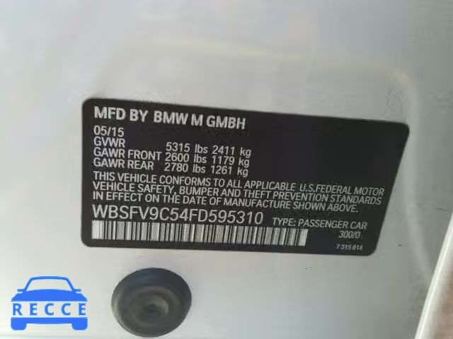 2015 BMW M5 WBSFV9C54FD595310 зображення 9