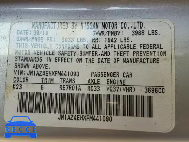 2015 NISSAN 370Z JN1AZ4EHXFM441090 зображення 9