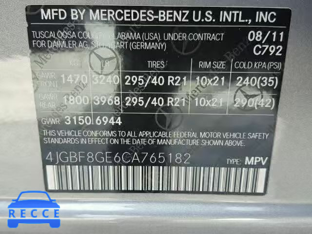2012 MERCEDES-BENZ GL 4JGBF8GE6CA765182 Bild 9
