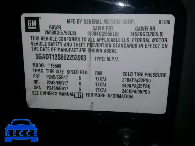2006 BUICK RAINIER 5GADT13S862253903 image 9