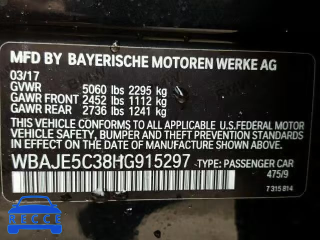 2017 BMW 540 WBAJE5C38HG915297 image 9
