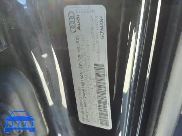 2004 AUDI A8 WAUML44E94N014734 image 9