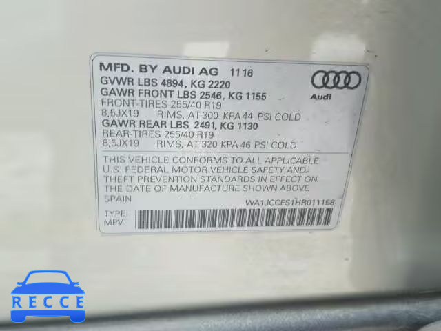 2017 AUDI Q3 WA1JCCFS1HR011158 image 9